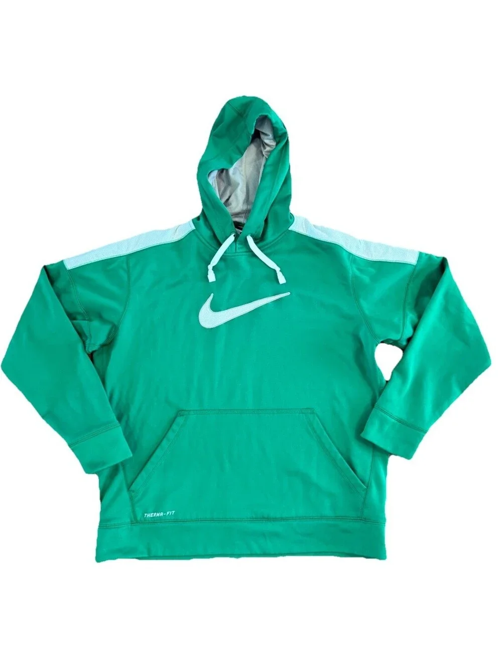 Nike Therma-FIT Pullover Hoodie - Green & White Men’s Large Athletic Sweatshirt